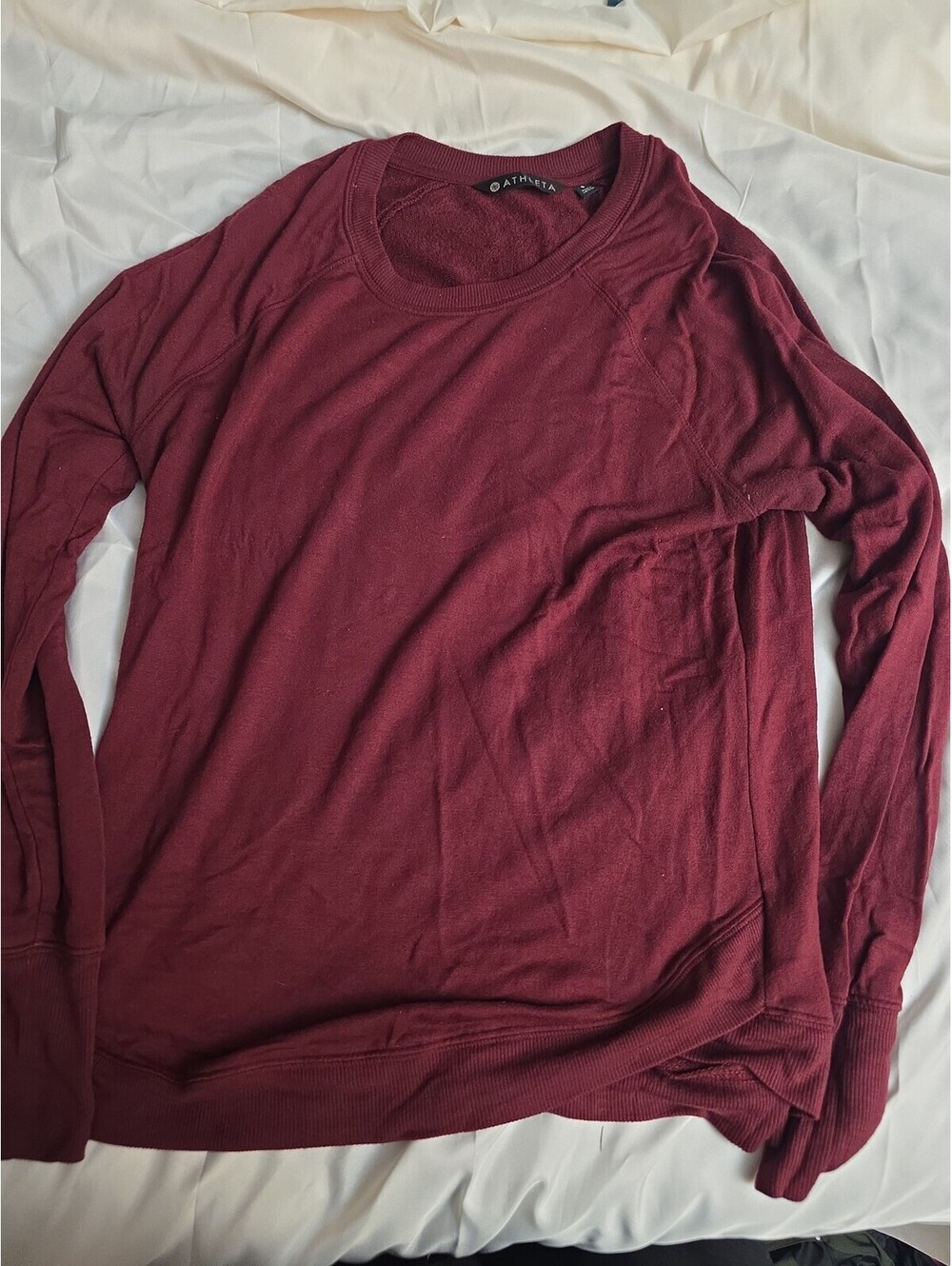 Athleta Burgundy Asymmetrical Hem Long Sleeve Crewneck Sweatshirt Medium
